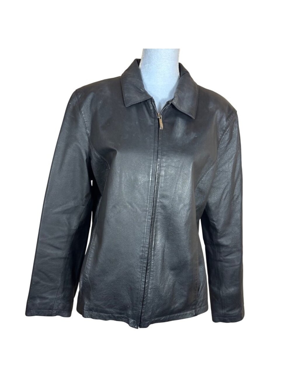 Black Genuine Leather Zip-Up Jacket USA Made
